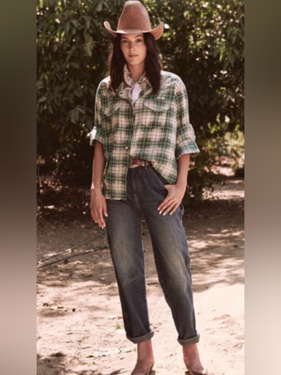 THE GREAT. Tops - The Great The Heritage Green Plaid Flannel Shirt Womens Sz 2 M Snaps Western